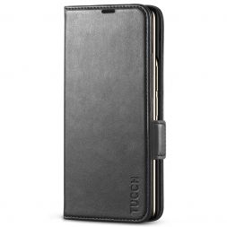 TUCCH SAMSUNG Galaxy Z Fold4 5G Wallet Case PU Leather Cover with S Pen Slot - Black