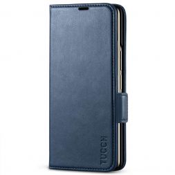 TUCCH SAMSUNG Galaxy Z Fold4 5G Wallet Case PU Leather Cover with S Pen Slot - Dark Blue