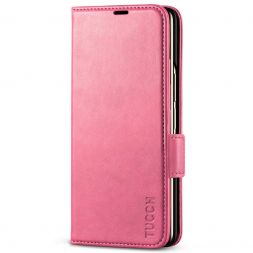 TUCCH SAMSUNG Galaxy Z Fold4 5G Wallet Case PU Leather Cover with S Pen Slot - Hot Pink