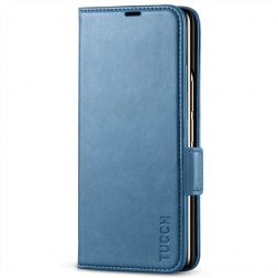TUCCH SAMSUNG Galaxy Z Fold4 5G Wallet Case PU Leather Cover with S Pen Slot - Light Blue