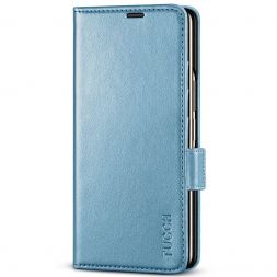 TUCCH SAMSUNG Galaxy Z Fold4 5G Wallet Case PU Leather Cover with S Pen Slot - Shiny Light Blue