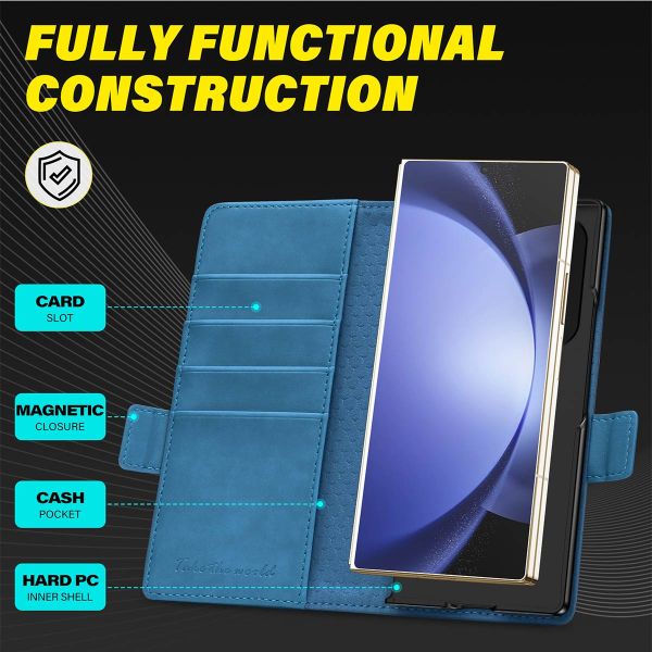 TUCCH SAMSUNG Galaxy Z Fold6 5G Wallet Book Case with S Pen Slot Light Blue