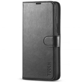TUCCH iPhone 13 Pro Max Wallet Case, iPhone 13 Max Pro Book Folio Flip Kickstand With Magnetic Clasp-Black