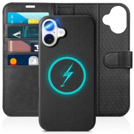 TUCCH iPhone 16 Magnetic Detachable Wallet Case, iPhone 16 Removable Leather Case, 2IN1, Card Holders, Stand , Fold Book Folio Flip Phone Cover with Magnetic Clasp