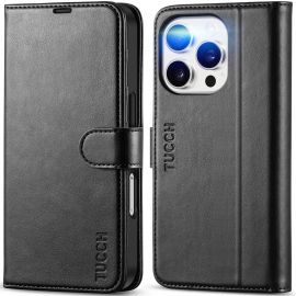 TUCCH iPhone 16 Pro Leather Wallet Case, iPhone 16 Pro Flip Case with Card Holders, RFID Blocking, Stand, Magnetic Clasp, Fold Book Folio Flip Kickstand Phone Cover