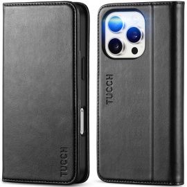 TUCCH iPhone 16 Pro Wallet Case - iPhone 16 Pro Leather Flip Cover With Magnetic Closure, Stand, Card Holder Protection Phone Case