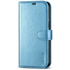 TUCCH iPhone 13 Pro Max Wallet Case, iPhone 13 Max Pro Book Folio Flip Kickstand With Magnetic Clasp-Shiny Light Blue