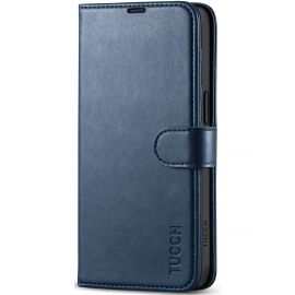 TUCCH iPhone 15 Pro Max Wallet Case, iPhone 15 Pro Max Leather Case Magnetic Closure with Card Slots - Blue