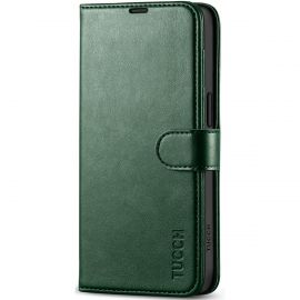 TUCCH iPhone 15 Pro Max Wallet Case, iPhone 15 Pro Max Leather Case Magnetic Closure with Card Slots - Midnight Green