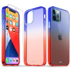TUCCH iPhone 12 iPhone 12 Pro Clear Case, IML New Craft Scratchproof Shockproof Slim Case - Blue&amp;Red