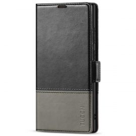 TUCCH Samsung S23 Ultra Wallet Case, Samsung Galaxy S23 Ultra 5G Flip Leather Cover-Black & Grey