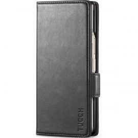 TUCCH SAMSUNG Galaxy Z Fold6 5G Flip Wallet Case With S Pen Slot - Black