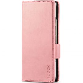 TUCCH SAMSUNG Galaxy Z Fold6 5G Leather Wallet Cover With S Pen Slot - Rose Gold