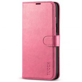 TUCCH IPhone 14 Plus Wallet Case, IPhone 14 Plus Book Folio Flip Kickstand With Magnetic Clasp-Hot Pink