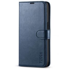 TUCCH IPhone 14 Wallet Case, IPhone 14 Book Folio Flip Kickstand Cover With Magnetic Clasp-Dark Blue