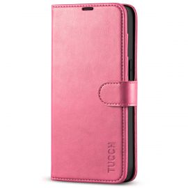 TUCCH IPhone 14 Wallet Case, IPhone 14 Book Folio Flip Kickstand Cover With Magnetic ClaspHot Pink