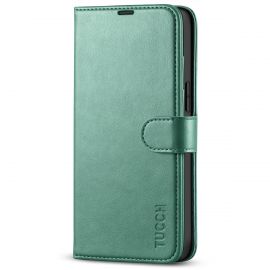 TUCCH iPhone 14 Pro Max Wallet Case, iPhone 14 Max Pro Book Folio Flip Kickstand Cover With Magnetic Clasp-Myrtle Green